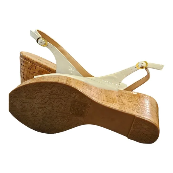 Stuart Weitzman White Wedge Sandals Size 9B - Picture 7 of 13
